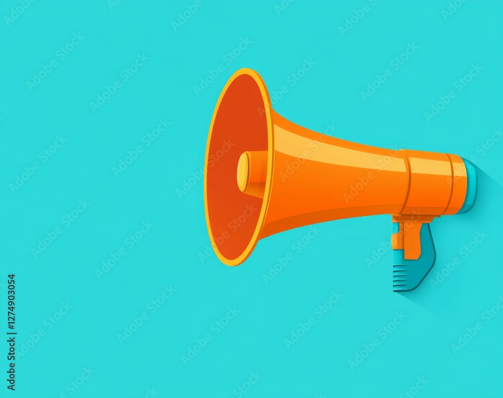 Orange megaphone announcement, blue background, marketing (1) Orange megaphone announcement, blue background, marketing (1)
