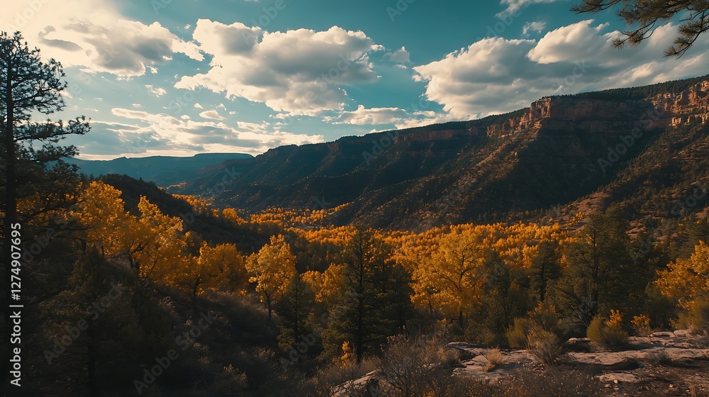 Fototapeta premium Grand Canyon during autumn golden foliage serene majestic landscape view