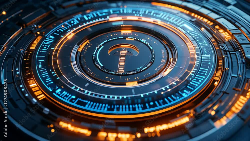 Intricate technological design featuring glowing circular patterns and vibrant colors with a futuristic aesthetic Intricate technological design featuring glowing circular patterns and vibrant colors with a futuristic aesthetic