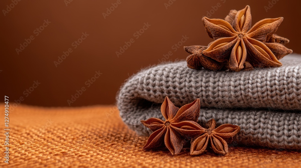 Cozy Textiles with Star Anise on Soft Fabric for Warm and Inviting Home Decor Cozy Textiles with Star Anise on Soft Fabric for Warm and Inviting Home Decor