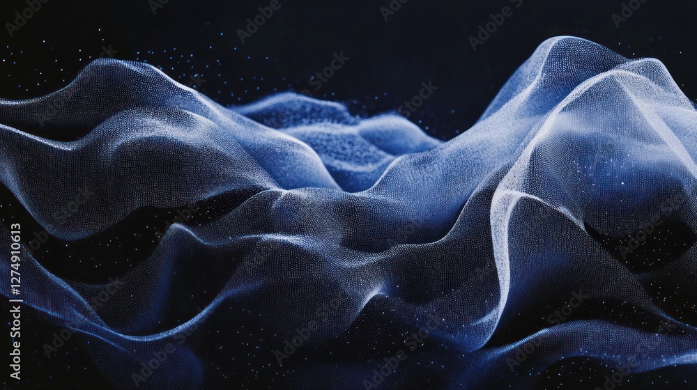 Obraz premium Abstract blue wave energy flow, dark background, technology concept