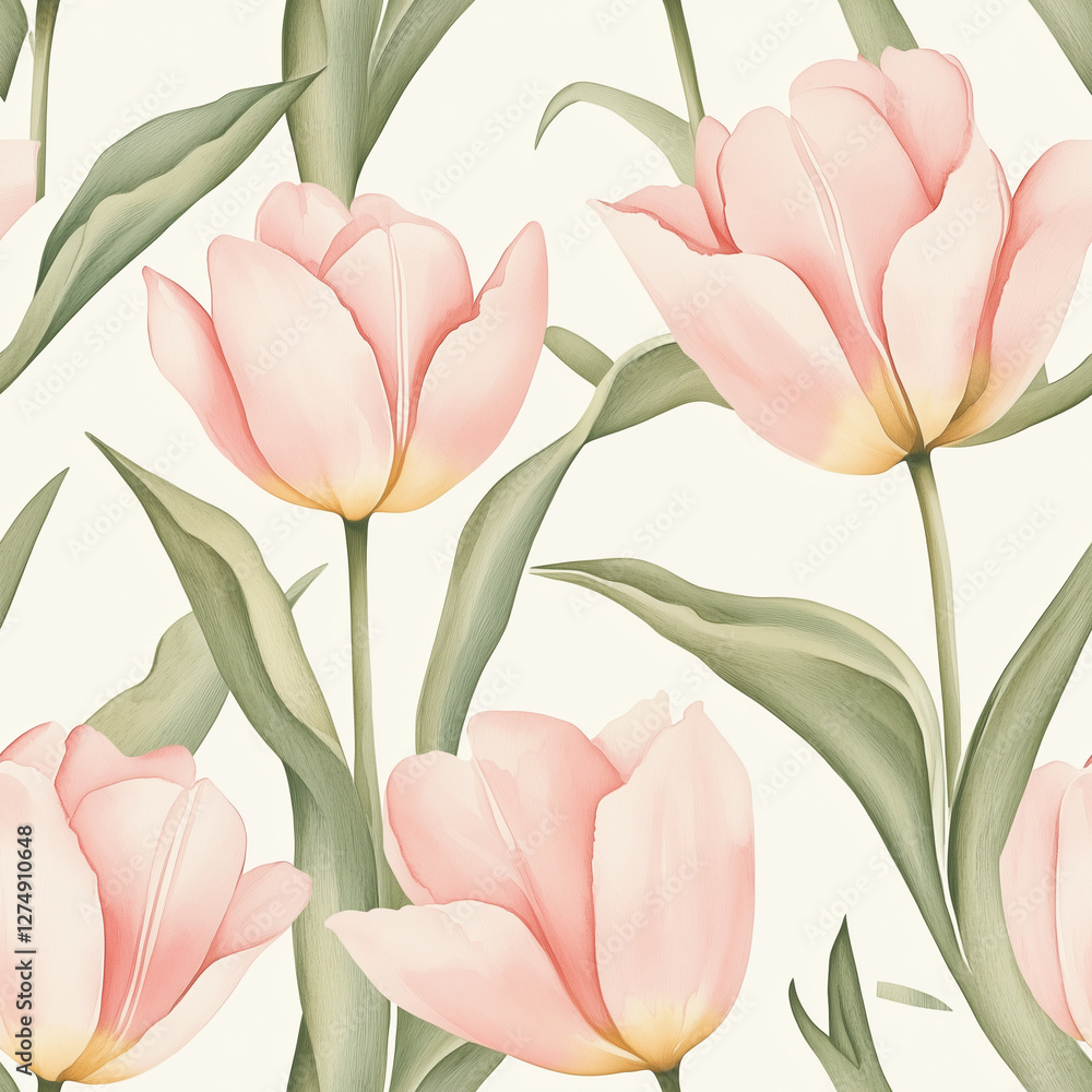 Obraz premium Pink tulips a graceful floral design in light pink with soft petals