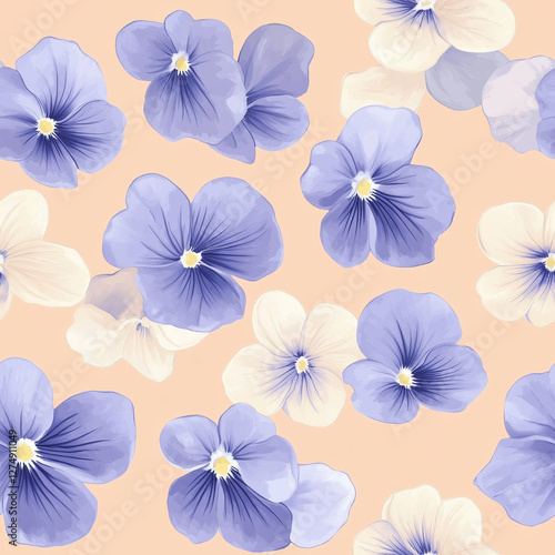 Wallpaper Mural Purple and white violets a charming floral pattern with delicate violet petals Torontodigital.ca