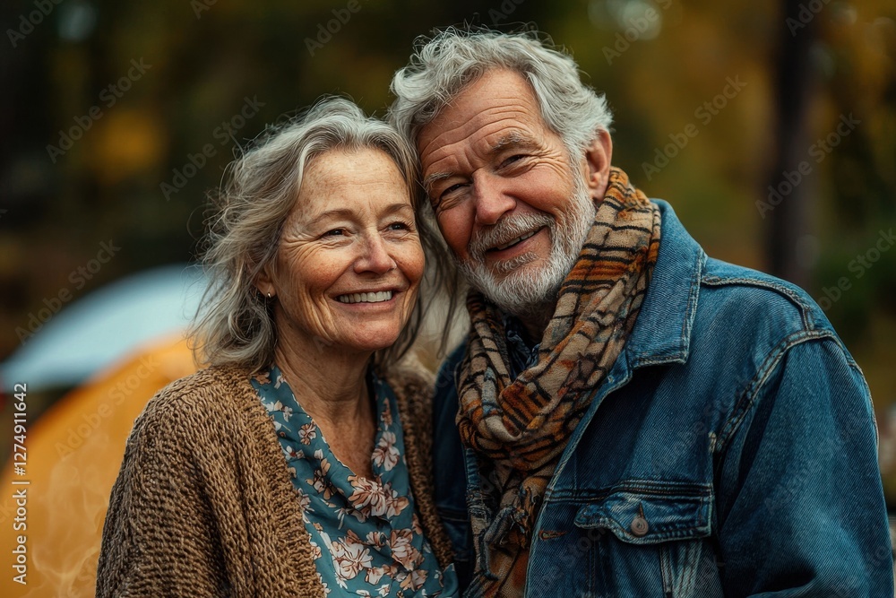 custom made wallpaper toronto digitalJoyful elderly couple embracing in natural outdoor setting during autumn