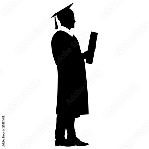 Black Graduation Silhouette Icon – Royalty-Free & High-Quality