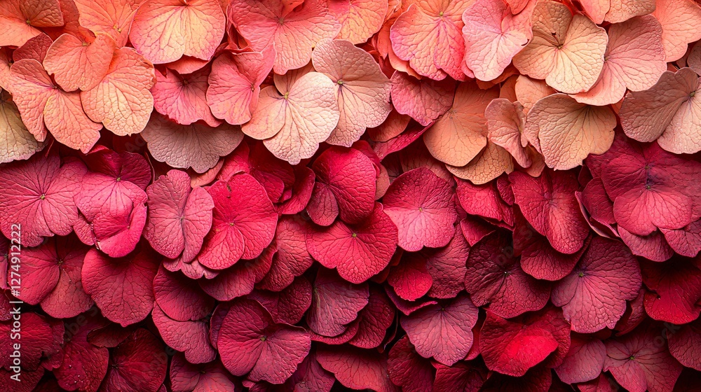 Pink and red hydrangea petals gradient background Pink and red hydrangea petals gradient background