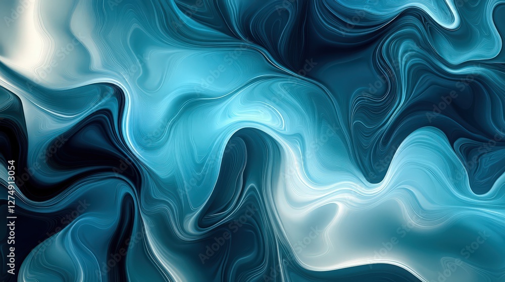 Obraz premium Abstract Blue and White Swirls: A Fluid Motion Background Image