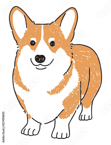 コーギーの手書きイラスト