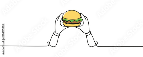 Hands Holding Hamburger Vector Illustration