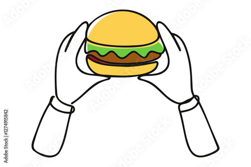 Hands Holding Hamburger Vector Illustration