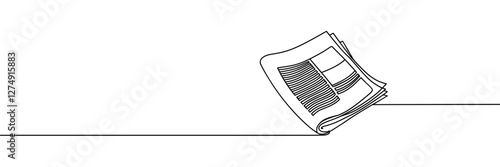 One line drawing of a stack of news newspapers. Vector illustration