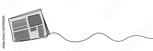 One line drawing of a stack of news newspapers. Vector illustration