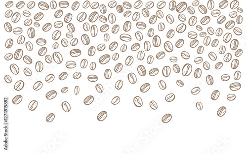 Coffee beans falling pattern or background. Vector illustration