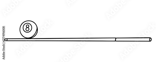 billiard cue and ball line drawn