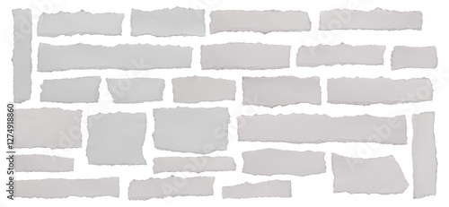 ripped element set of torn paper edges isolated with clipping path on white background. torn paper texture, ripped of paper designs and jagged paper edges create a raw, artistic look.