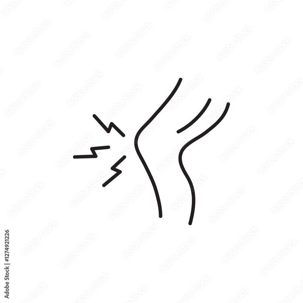 Knee pain icon Black linear illustration for web and app..eps Knee pain icon Black linear illustration for web and app..eps