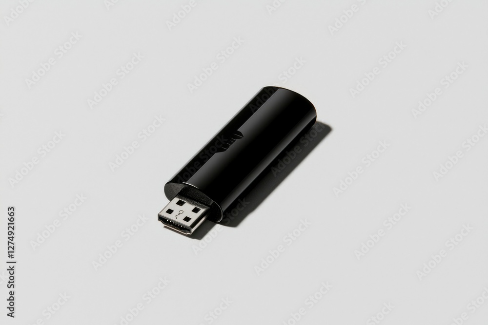 Black HDMI cable adapter on a light gray surface Black HDMI cable adapter on a light gray surface