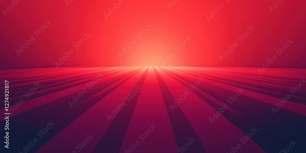 Fototapeta premium A vivid red abstract illustration featuring radiant light beams