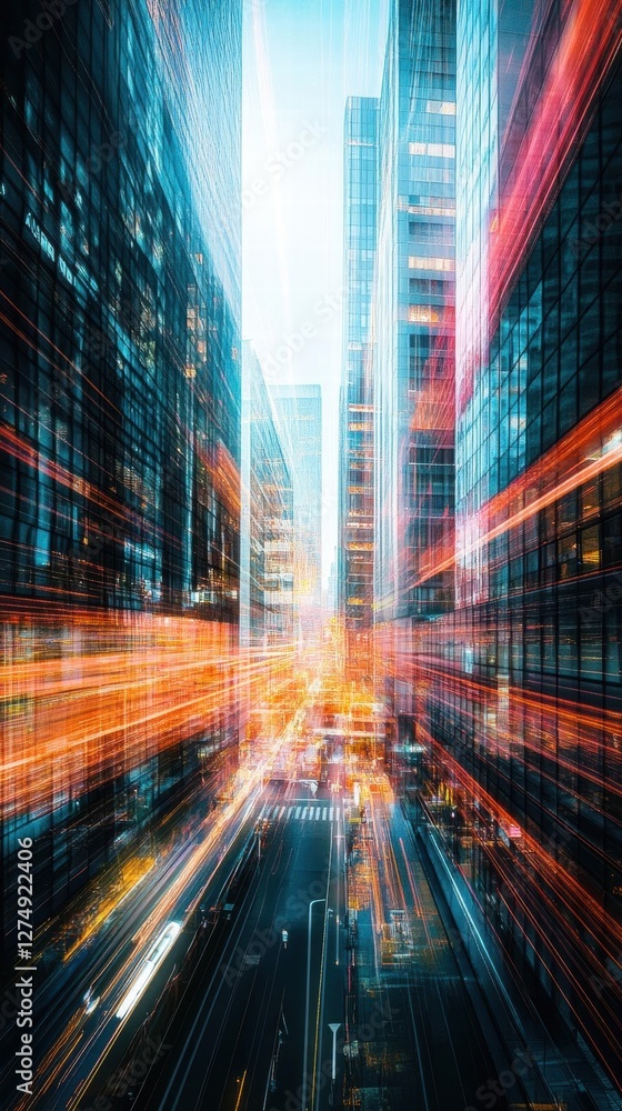 Cityscape with Light Trails: A Symphony of Urban Motion Cityscape with Light Trails: A Symphony of Urban Motion