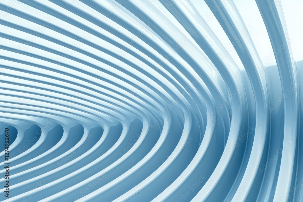 Fototapeta premium Abstract architectural design, interior space, light blue, futuristic