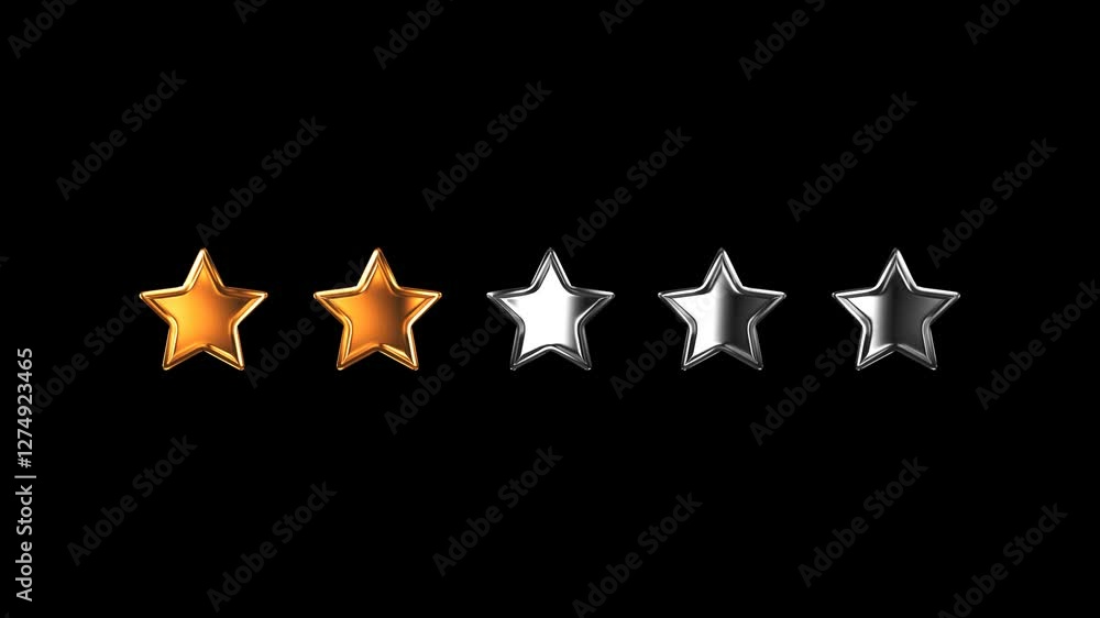 2 golden Star Rating animation transparent background. 2 golden Star Rating animation transparent background.