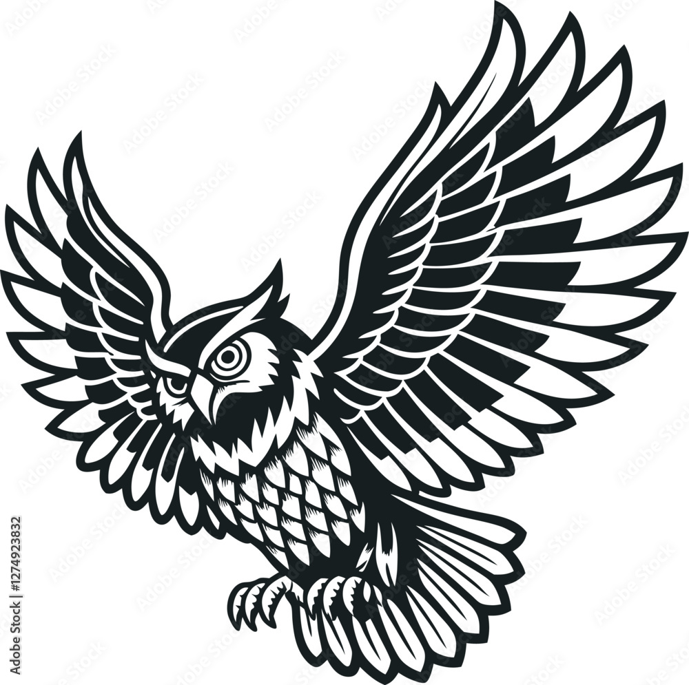 Naklejka premium Elegant Owl Silhouette Design Perfect for Creative Projects.