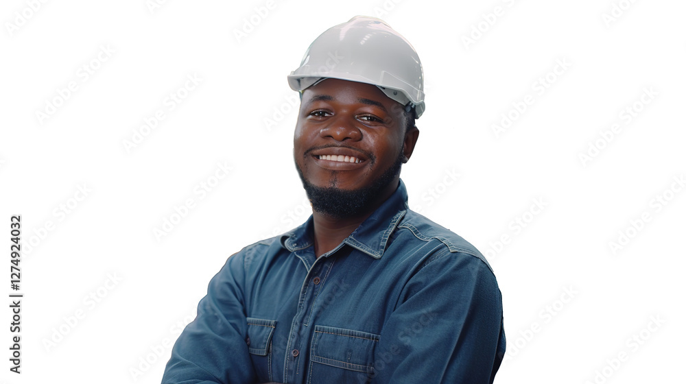Smiling African American Industrial Worker on Transparent PNG, Dressed in Safety Gear and Hard Hat at Factory
Smiling African American Industrial Worker on Transparent PNG, Dressed in Safety Gear and Hard Hat at Factory