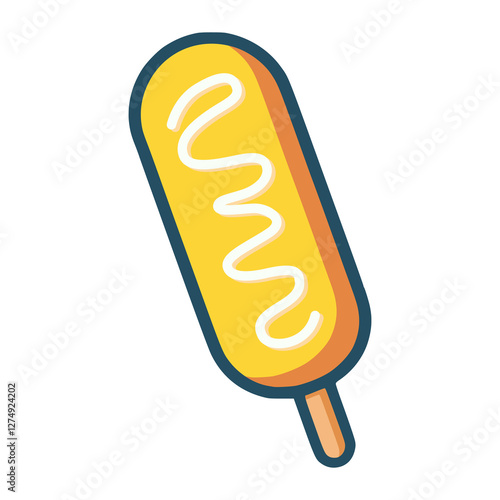 corn dog food snack meal flat color vector illustration template design
