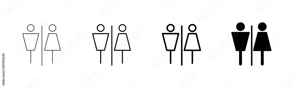 Toilet icon vector isolated on white background. Toilet sign. Man and woman restroom icon vector. Male and female icon Toilet icon vector isolated on white background. Toilet sign. Man and woman restroom icon vector. Male and female icon