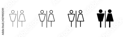 Toilet icon vector isolated on white background. Toilet sign. Man and woman restroom icon vector. Male and female icon