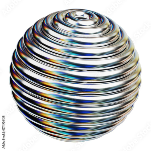 chrome abstract shape 3d icon isolated on the transparent background