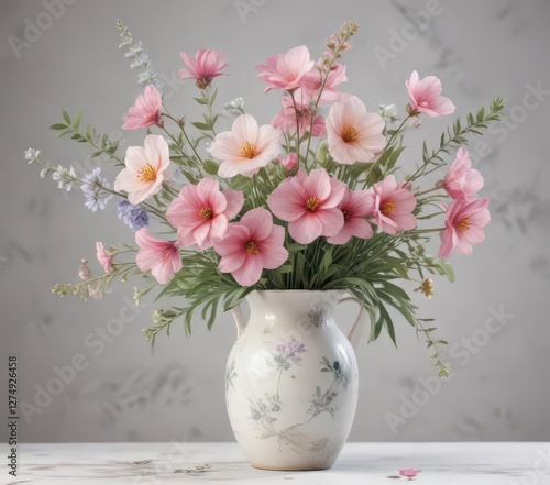 Wallpaper Mural Delicate watercolor flowers blooming in a vase,  watercolor,  vase,  bouquet Torontodigital.ca