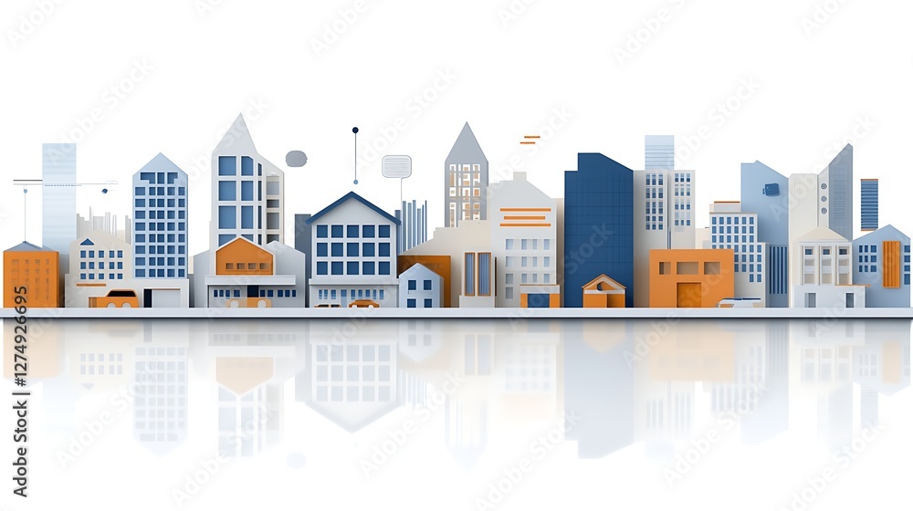 Stylized Cityscape: A Minimalist Architectural Illustration Stylized Cityscape: A Minimalist Architectural Illustration