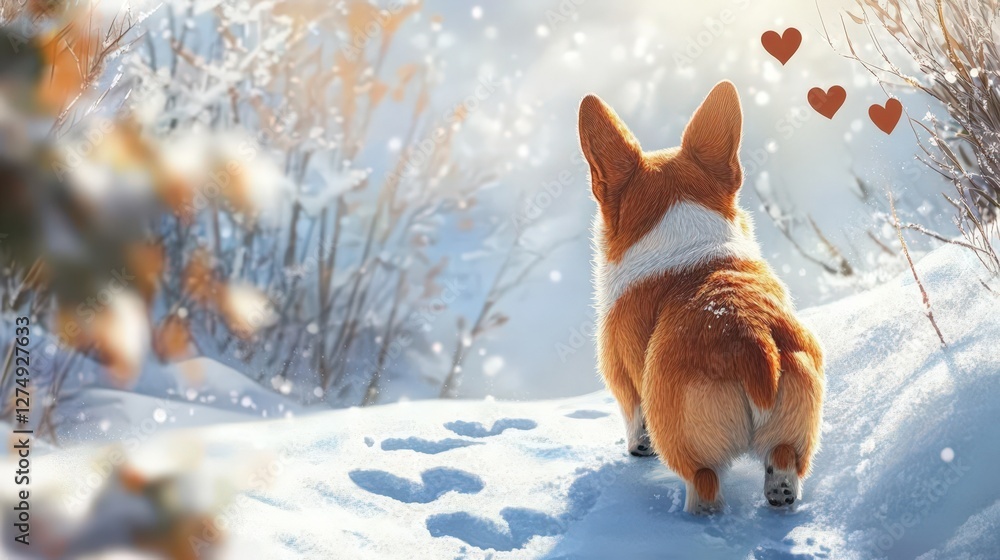 A Corgi Dog in a Snowy Winter Wonderland A Corgi Dog in a Snowy Winter Wonderland