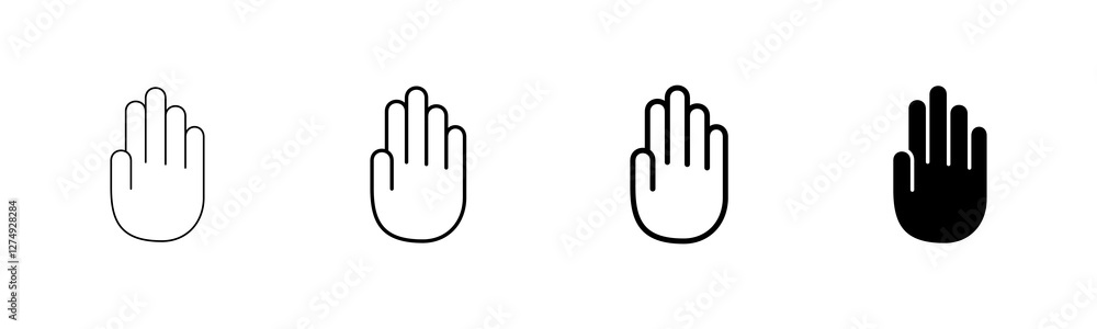 Hand icon vector isolated on white background. Hand gesture. hand stop Hand icon vector isolated on white background. Hand gesture. hand stop