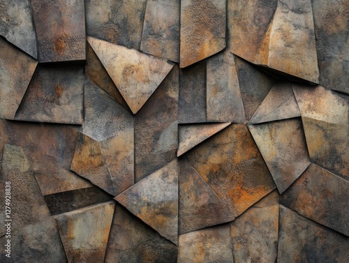 Abstract Geometric Rusty Metal Wall Texture Background