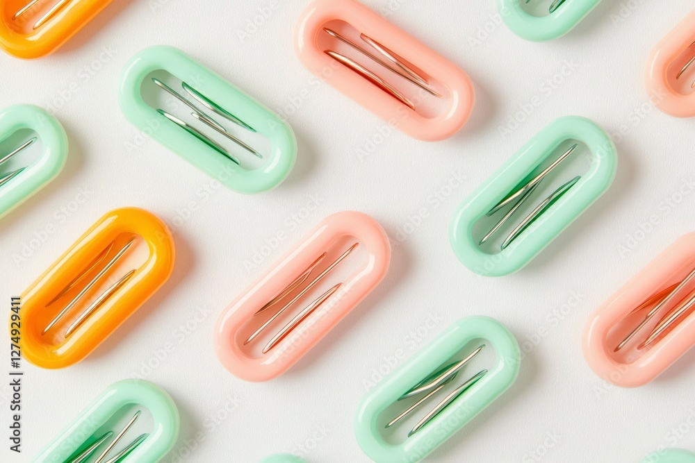 Colorful plastic clips arranged in diagonal pattern Colorful plastic clips arranged in diagonal pattern