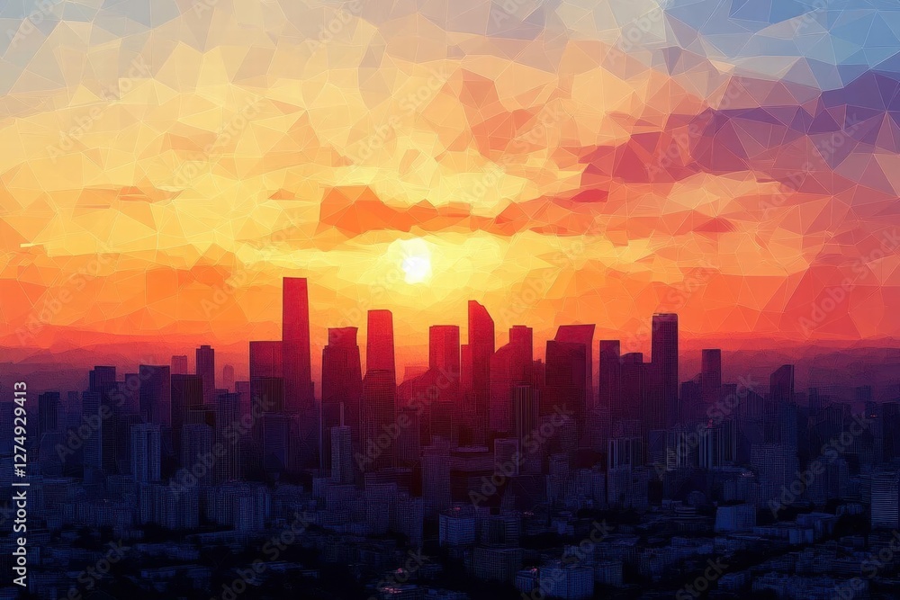 Cityscape Sunset: A Geometric Masterpiece Cityscape Sunset: A Geometric Masterpiece