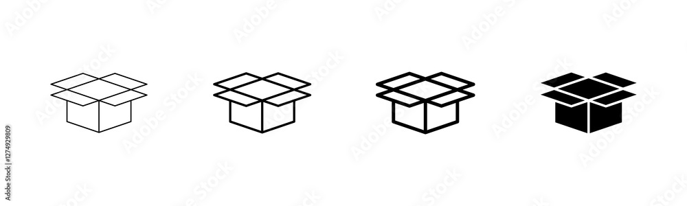 Box icon vector isolated on white background. Cardboard box, packaging open. Box vector icon Box icon vector isolated on white background. Cardboard box, packaging open. Box vector icon