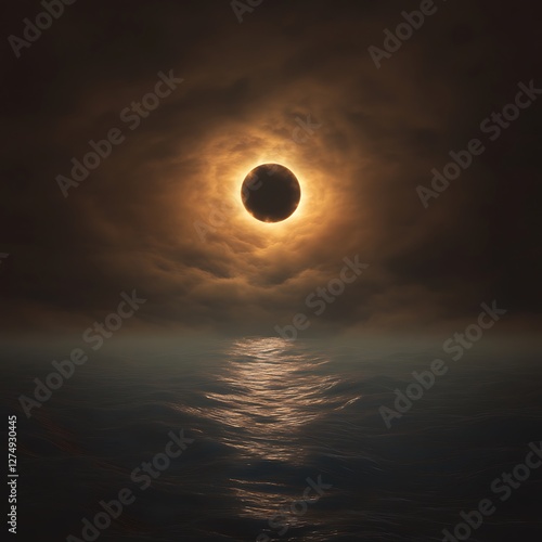 High Resolution Cosmic Event Total Eclipse Atmospheric Effect Vibrant Sky