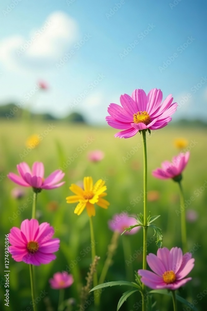 Field of Distelblume Lila wiesenblume with other wildflowers, meadow, field Field of Distelblume Lila wiesenblume with other wildflowers, meadow, field