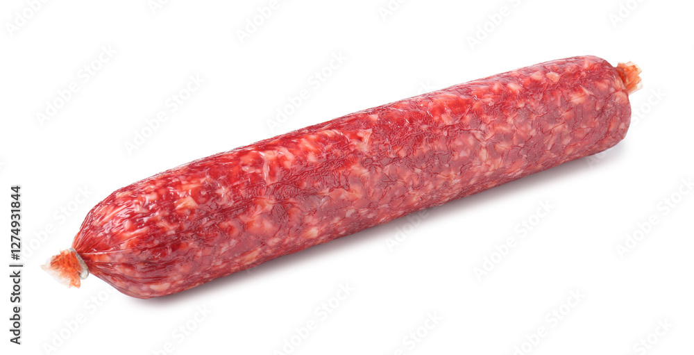Delicious dry cured sausage isolated on white Delicious dry cured sausage isolated on white