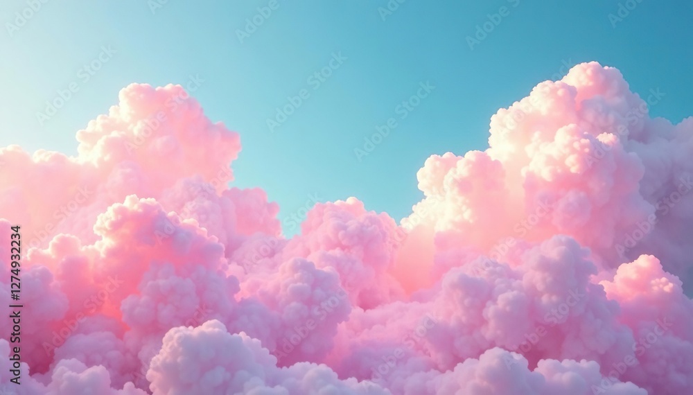 Soft pink clouds painted with wet brushes in morning light, gentle, clouds Soft pink clouds painted with wet brushes in morning light, gentle, clouds
