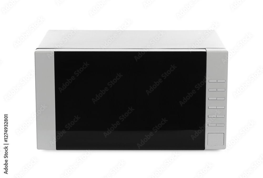 Fototapeta premium One closed microwave oven isolated on white