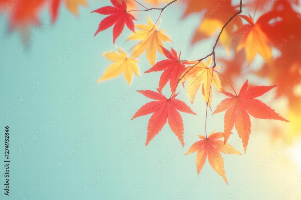 Vibrant Autumn Leaves Against a Soft Blue Sky Vibrant Autumn Leaves Against a Soft Blue Sky