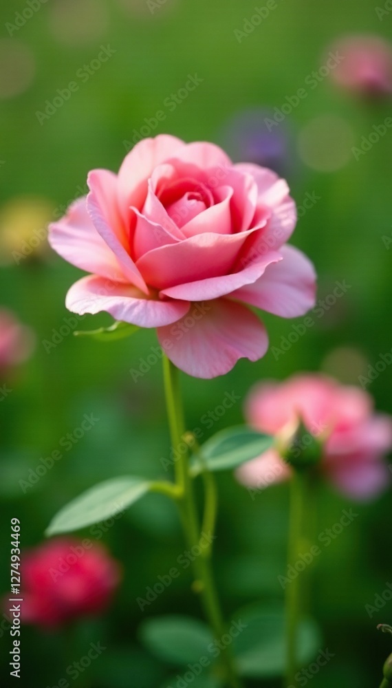 Soft petals of rose-like flowers bloom in a lush green meadow, wildflowers, nature, bloom Soft petals of rose-like flowers bloom in a lush green meadow, wildflowers, nature, bloom