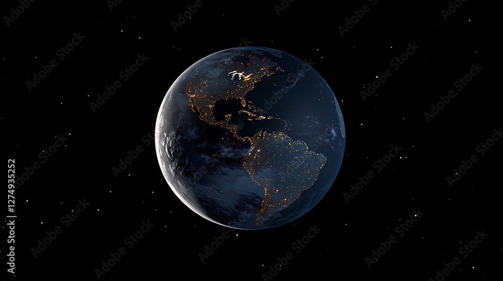 Fototapeta premium Earth at Night: Human Impact on the Americas