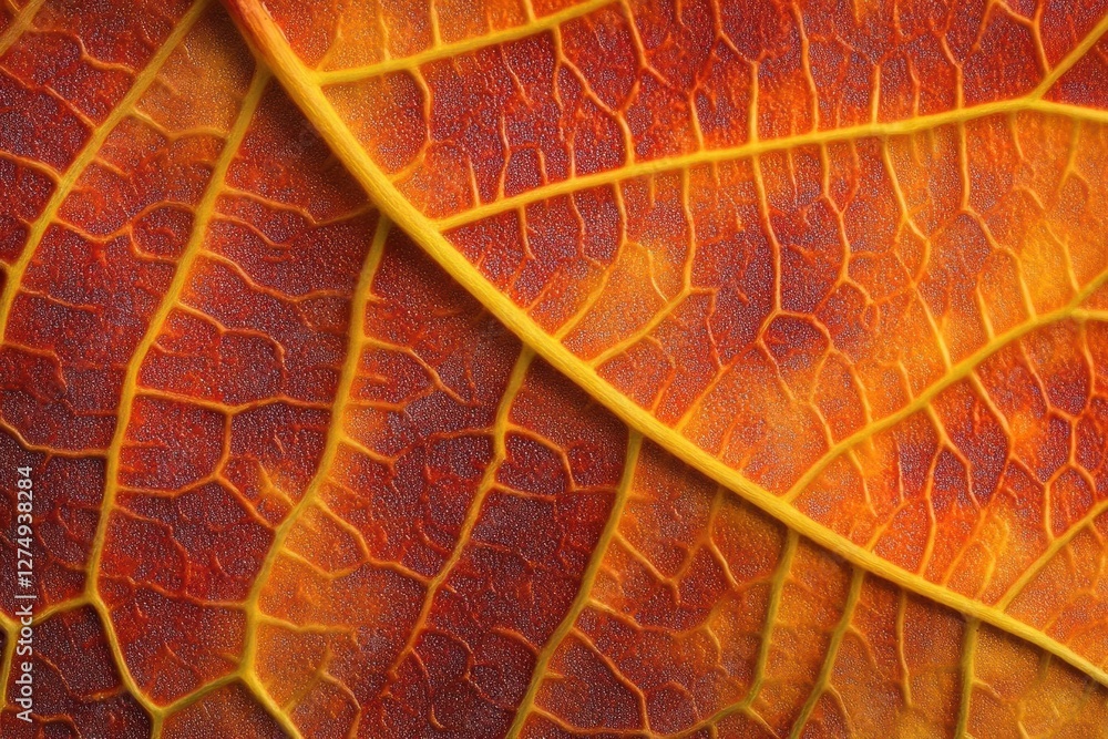 Obraz premium Autumn Leaf Macro: A Tapestry of Veins and Hues