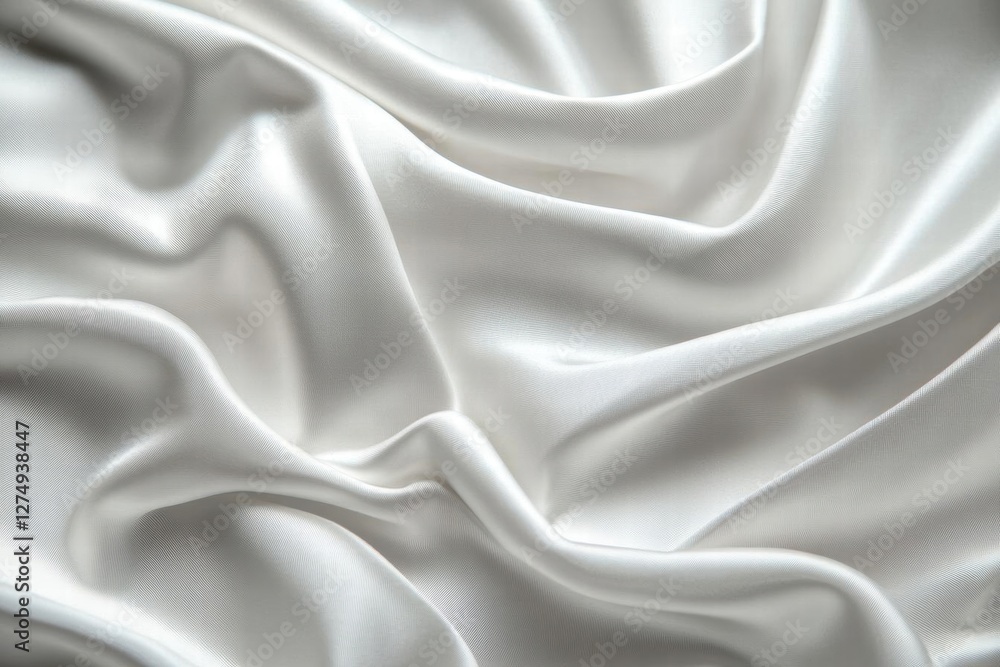 Obraz premium Elegant White Satin Fabric Draped in Soft, Smooth Waves