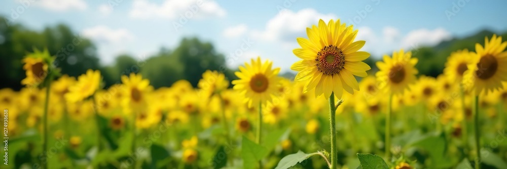Field of bright yellow Jerusalem artichoke flowers blooming in late summer, summer, sunflower Field of bright yellow Jerusalem artichoke flowers blooming in late summer, summer, sunflower